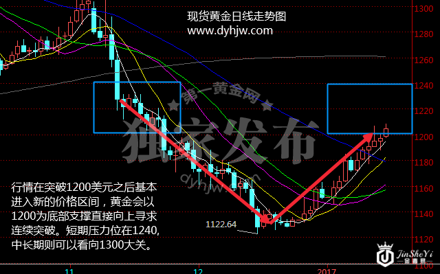黄金日线走势图