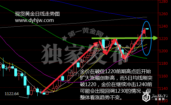 黄金日线走势图