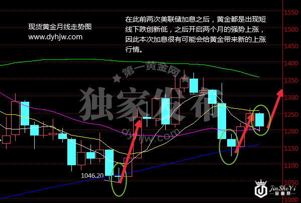 黄金月线走势图