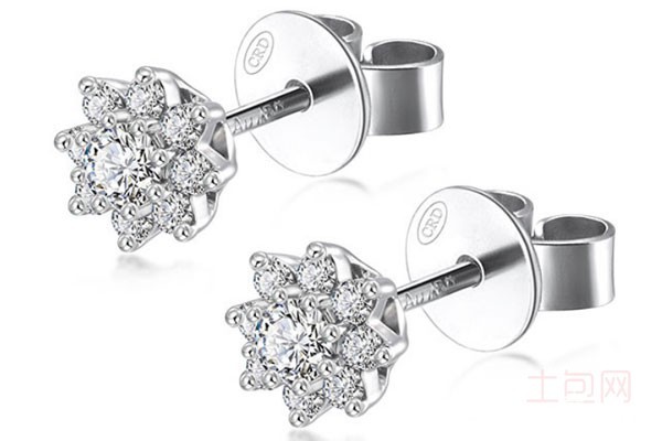 克徕帝铂金钻石耳钉实拍