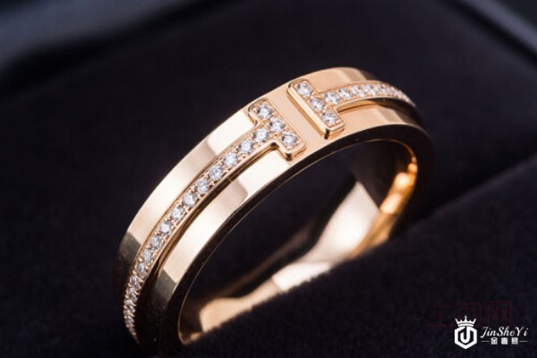 蒂芙尼T系列窄式玫瑰金珠宝指环实拍