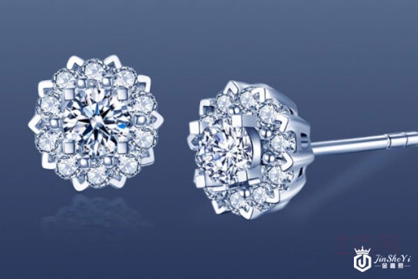 佐卡伊18k白金钻石耳钉实拍