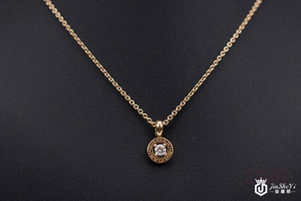 宝格丽18k玫瑰金钻石项链实拍