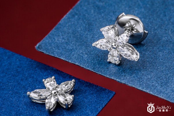 蒂芙尼铂金钻石耳钉实拍