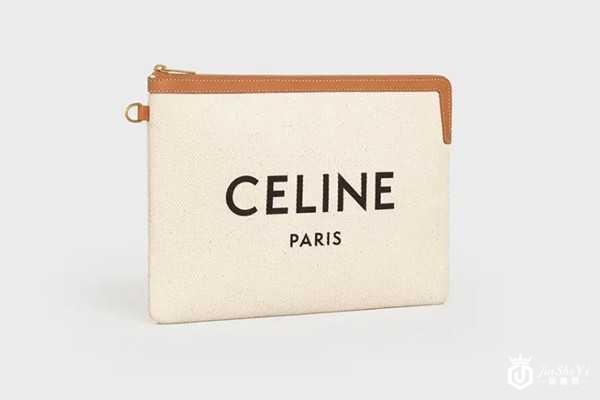 二手赛琳10E632CO米棕色徽标装饰手拿包