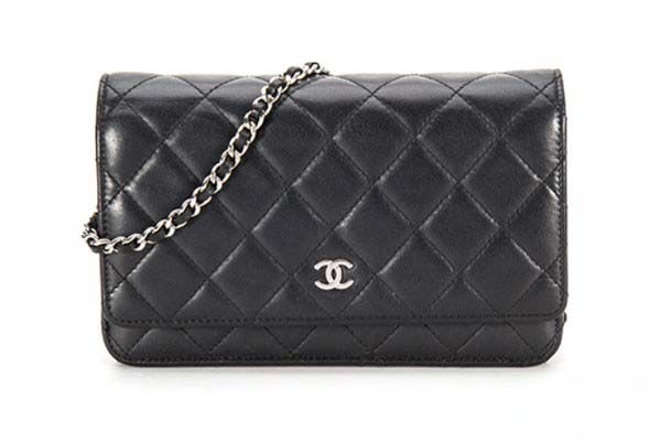 香奈儿WOC黑色羊皮链条包展示