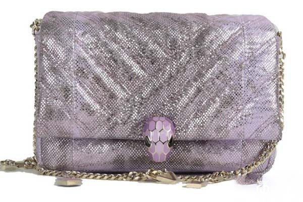 宝格丽限定梦幻紫色水蛇皮斜挎包16.5*11.5*6cm