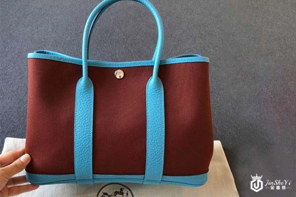二手爱马仕红蓝帆布拼色包展示