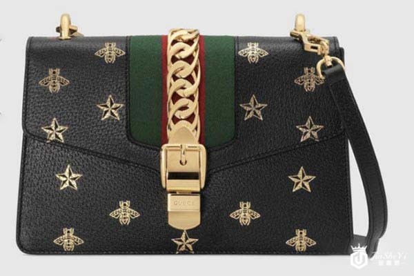 二手古驰sylive荔枝皮质单肩斜挎包