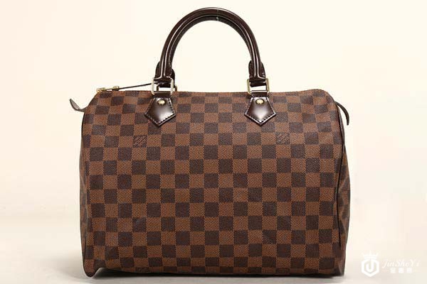 二手路易威登Speedy30棕色棋盘格手提包正面