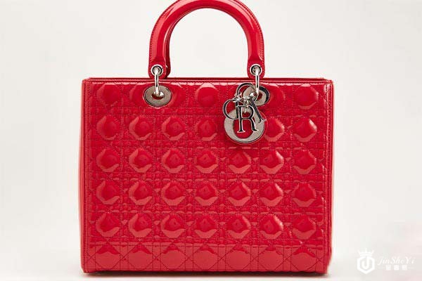 二手迪奥玫红色皮质女士七格戴妃包正面