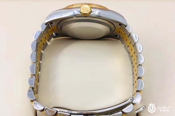 95新劳力士日志型系列18k黄金自动机械男表背面及表链图