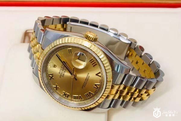 95新劳力士日志型系列18k黄金自动机械男表表镜图