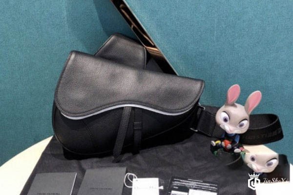 迪奥黑色全皮马鞍奢侈品包包实拍