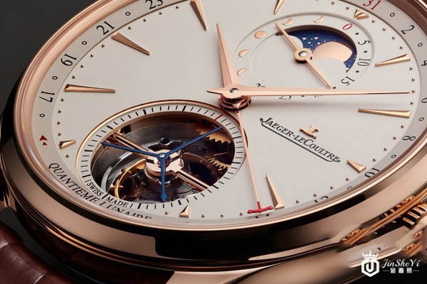 积家全新超薄大师系列陀飞轮月相腕表正面展示图