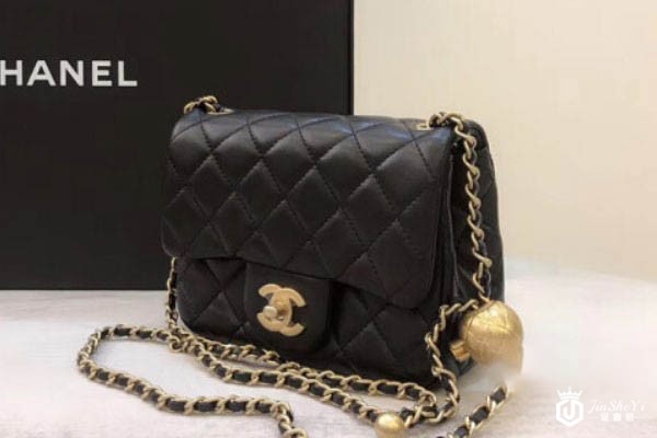 香奈儿黑金菱格翻盖金珠方胖子奢侈品包包实拍