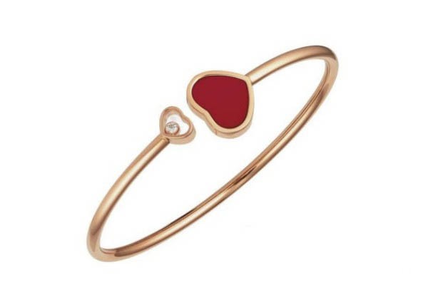 Chopard 萧邦 Happy Hearts系列 手镯，18K玫瑰金、红色宝石展示图