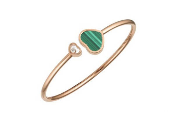 Chopard 萧邦 Happy Hearts系列 手镯，18K玫瑰金、孔雀石展示图