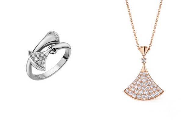 宝格丽Divas’Dream系列18K金镶钻戒指项链展示图