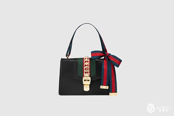 黑色牛皮彩色织布肩带Sylvie包包