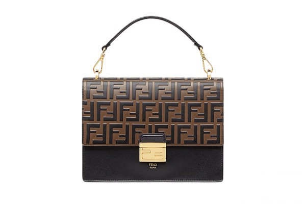 芬迪FF拼色单肩手提包