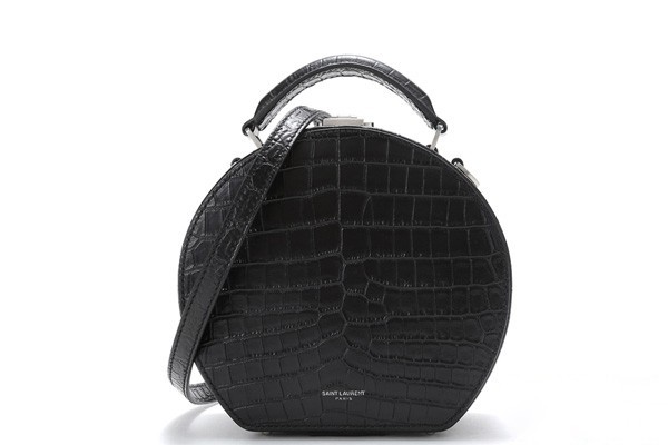 圣罗兰黑色鳄鱼纹圆饼包
