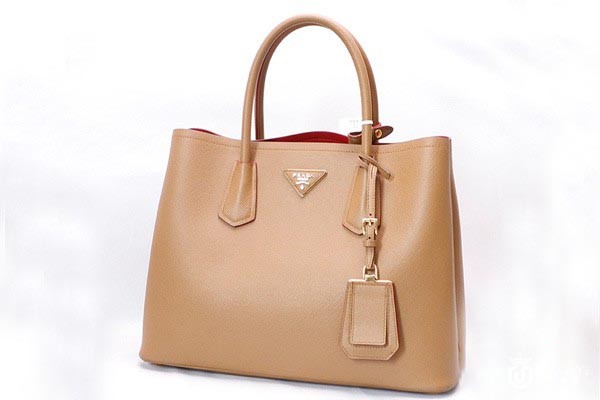 普拉达裸棕色复古手提包