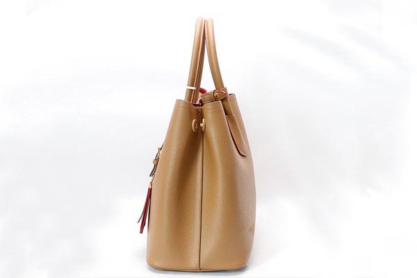 普拉达裸棕色复古手提包侧面图