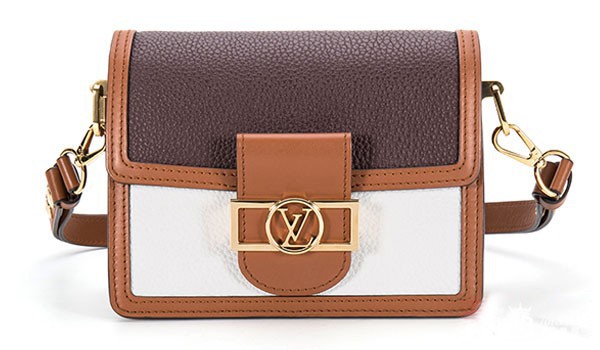 二手LV雪白拼黑莓紫牛皮单肩斜挎包