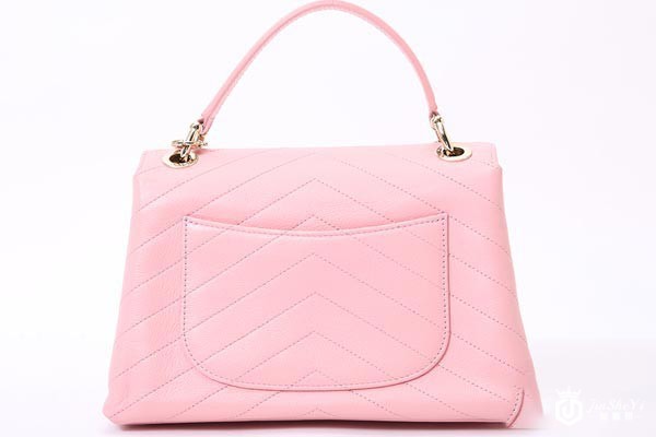 二手香奈儿经典款女士粉色皮质两用包