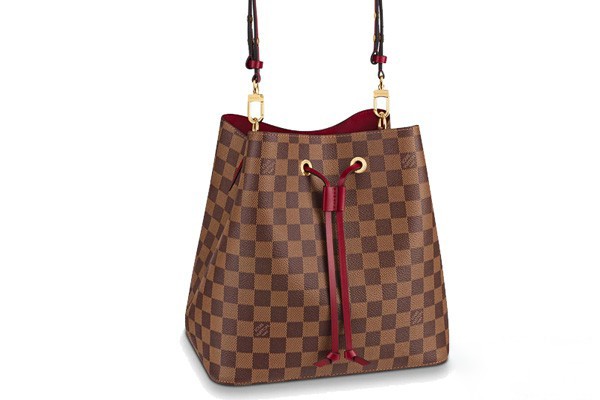 LV红色款棋盘格水桶包