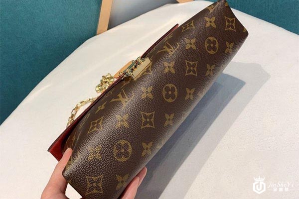 二手LV路易威登Pallas老花拼皮链条包底部