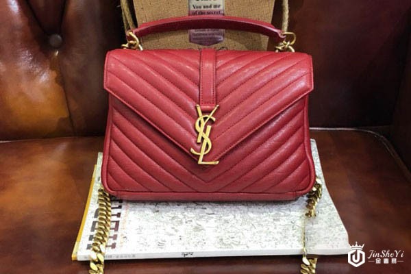 圣罗兰红色牛皮邮差包实拍