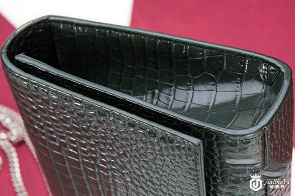 圣罗兰橄榄绿鳄鱼纹牛皮KATE流苏包包细节实拍