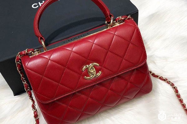 香奈儿trendy cc红色羊皮25*17*12cm包包实拍
