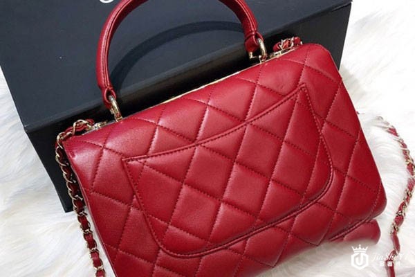 香奈儿trendy cc红色羊皮25*17*12cm包包背面实拍