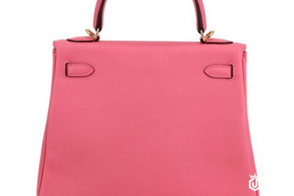 爱马仕KELLY25粉色牛皮包包背面实拍