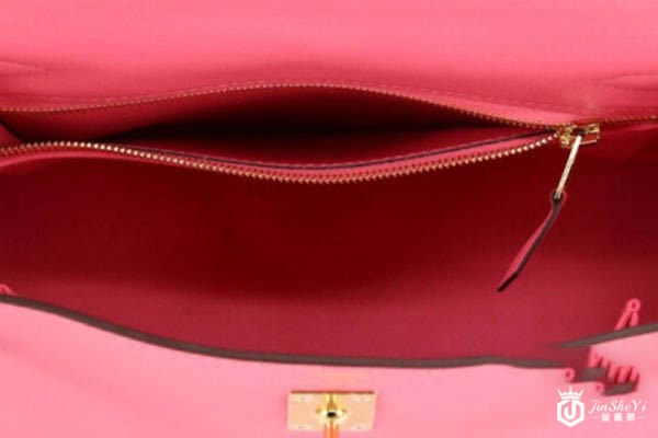 爱马仕KELLY25粉色牛皮包包内部实拍