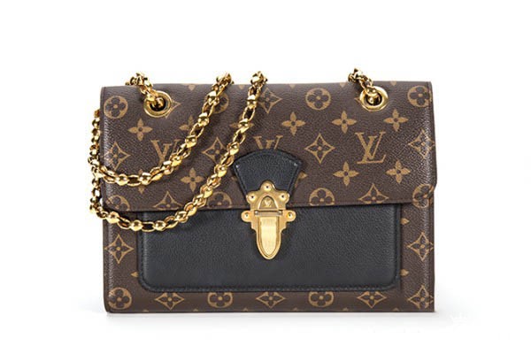 lv维多利亚帆布拼黑色牛皮链条包正面展示图 lv维多利亚帆布拼黑色牛皮链条包正面展示图