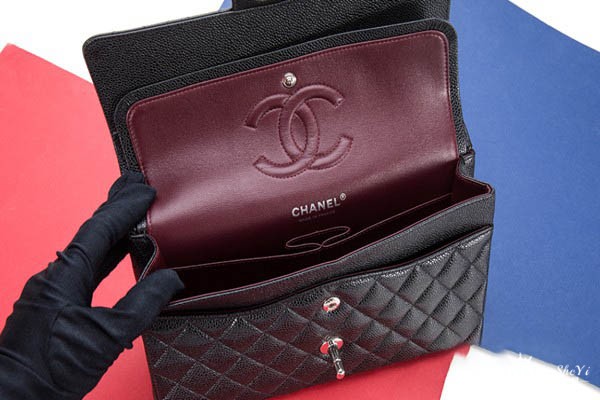 香奈儿CF中号荔枝皮女士单肩包内里展示图