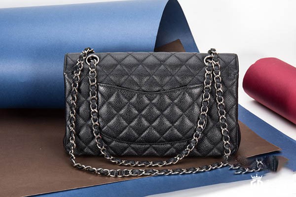 香奈儿CF中号荔枝皮女士单肩包背面展示图