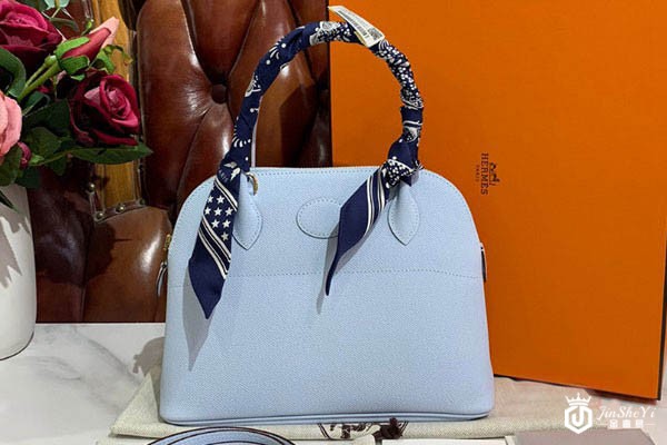 爱马仕雾霾蓝 Y刻手提包展示 爱马仕雾霾蓝 Y刻手提包展示