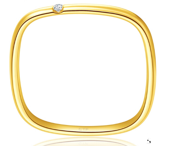 周大福时尚22K金钻石方戒戒指回收去哪