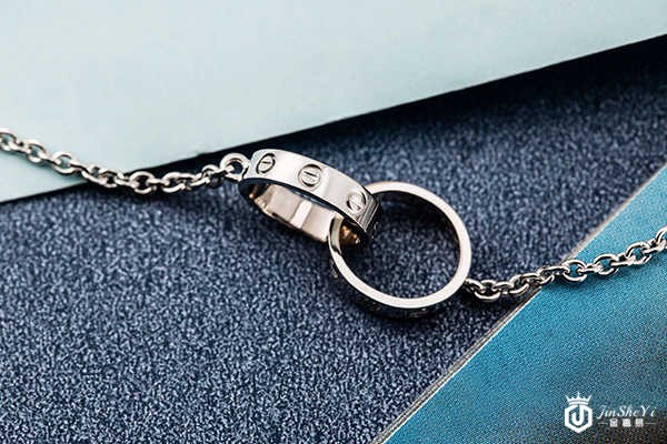 正版卡地亚双环项链