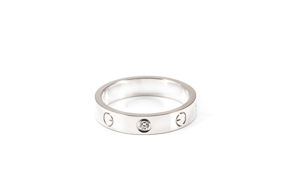 卡地亚 18K白金55号单钻戒指