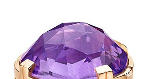 宝格丽18k玫瑰金镶紫晶钻石戒指细节展示图