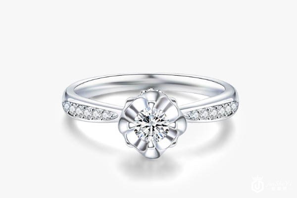 周大生50分1克拉750钻石戒指正面展示图