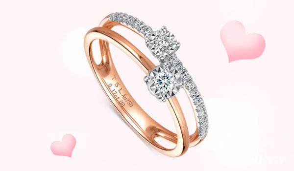 谢瑞麟两心依系列18K金钻石戒指展示 谢瑞麟两心依系列18K金钻石戒指展示