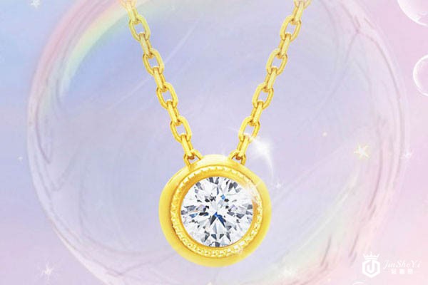 周大福18K彩金钻石项链展示