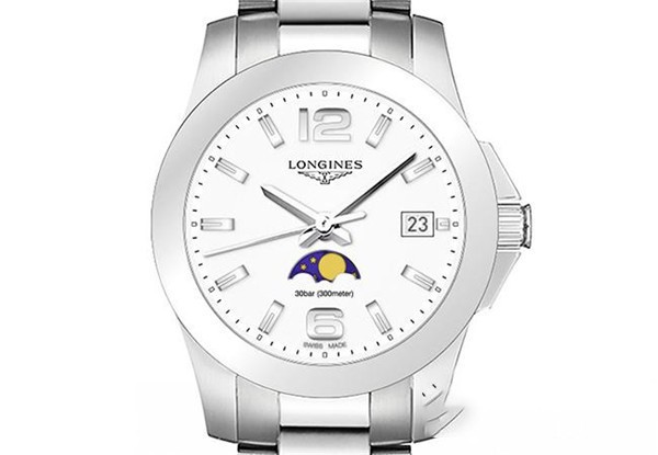 浪琴表征服者系列月相雾面白女性腕表(L3.381.4.16.6)